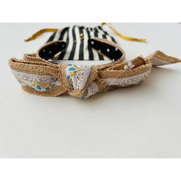 Lele Sadoughi Lace Linen Headband Beige - Picture 5 of 5